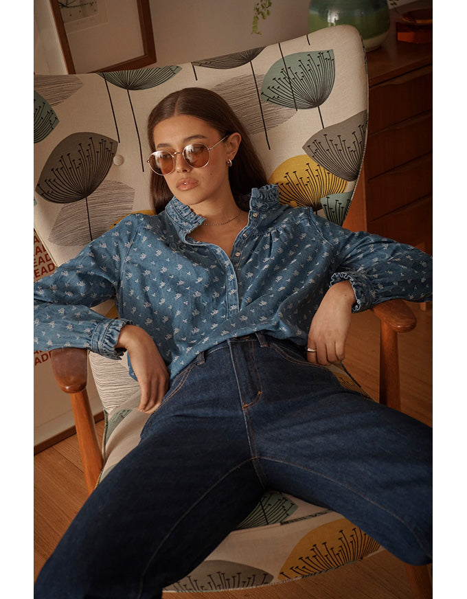 Tamara Shirt Denim Flower