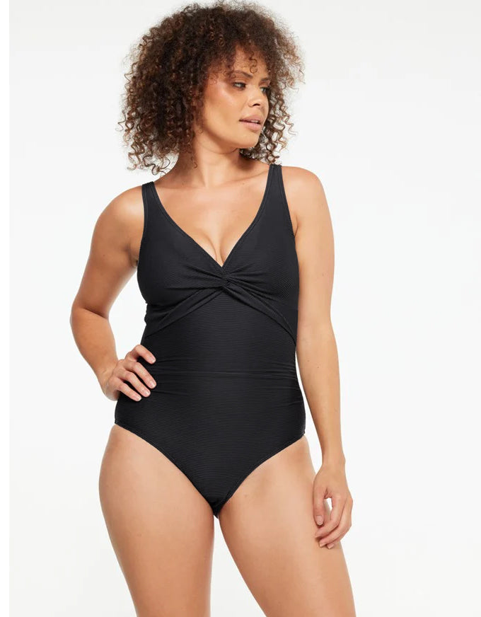 Textured Black Twist One Piece