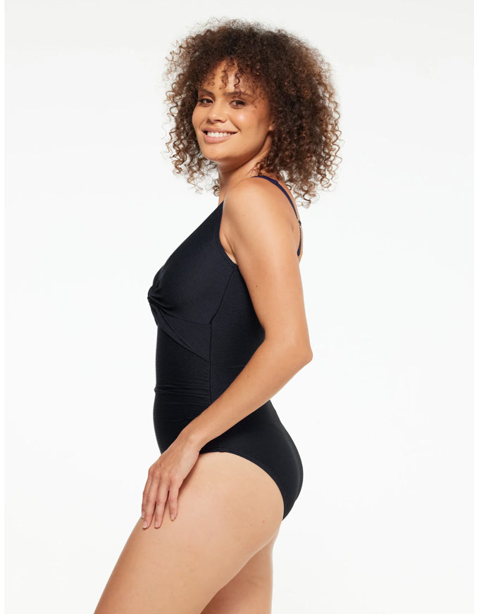 Textured Black Twist One Piece