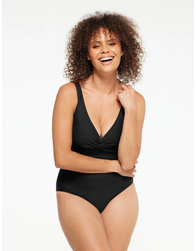 Textured Black Twist One Piece