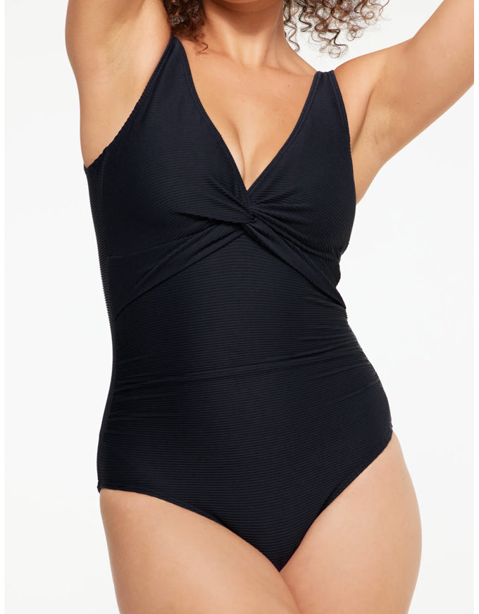 Textured Black Twist One Piece