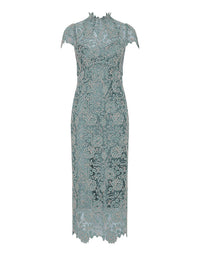 Tiffany Cap Sleeve Dress Light Blue/Ivory - Australian Made