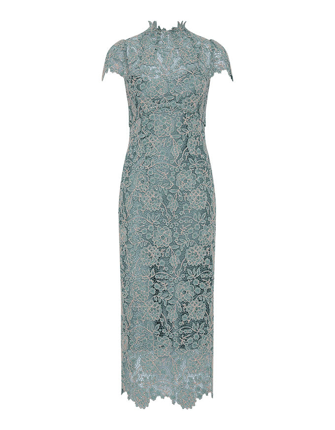 Tiffany Cap Sleeve Dress Light Blue/Ivory - Australian Made
