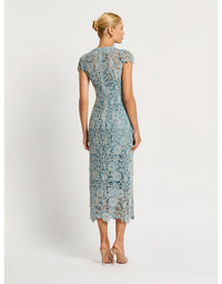 Tiffany Cap Sleeve Dress Light Blue/Ivory - Australian Made