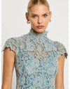 Tiffany Cap Sleeve Dress Light Blue-Ivory Lace