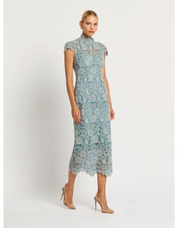 Tiffany Cap Sleeve Dress Light Blue/Ivory - Australian Made