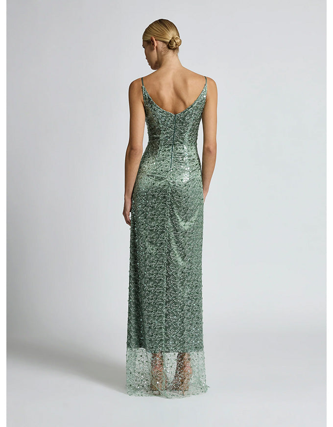 Tilda Shoe String Gown - Sage