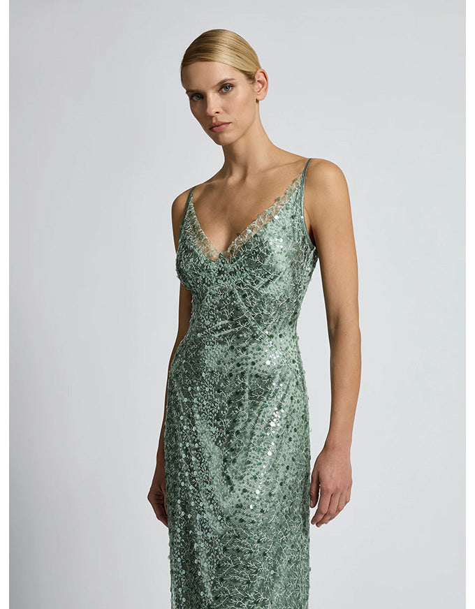 Tilda Shoe String Gown - Sage