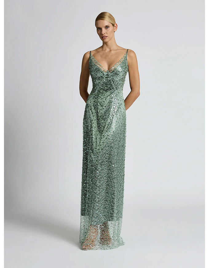 Tilda Shoe String Gown - Sage