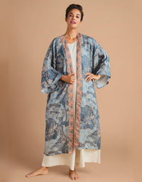 Tropical Toile Kimono Denim & Petal