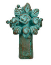 Turquoise Green Cross, made with Clay. With Flower detail