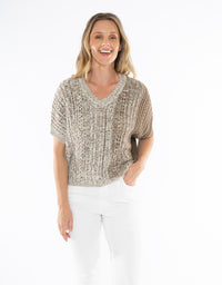 V Neck Ombre Knit Natural