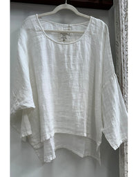 Valentina Stonewash Linen Top White Combo