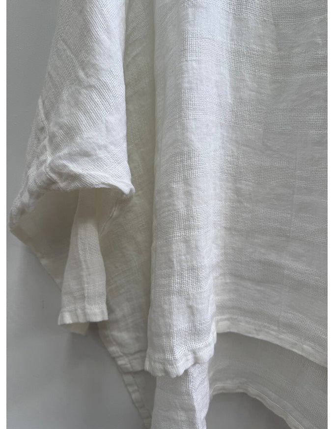 Valentina Stonewash Linen Top White Combo