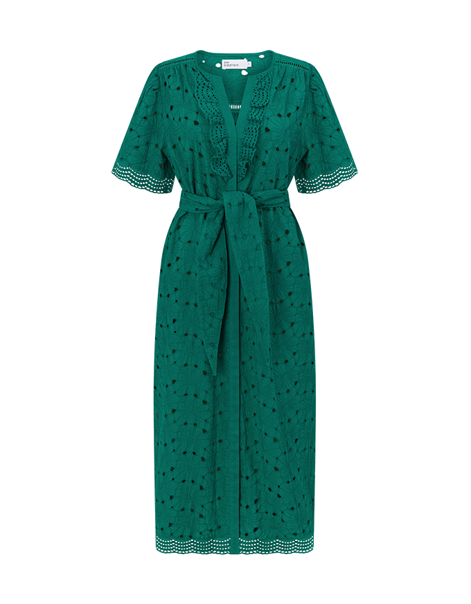 Voyage Dress Emerald Broderie