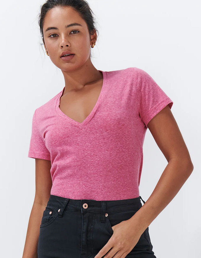Veronica V Neck Tee Rasberry Marle