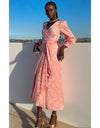Versailles Wrap Dress Pink Jacquard