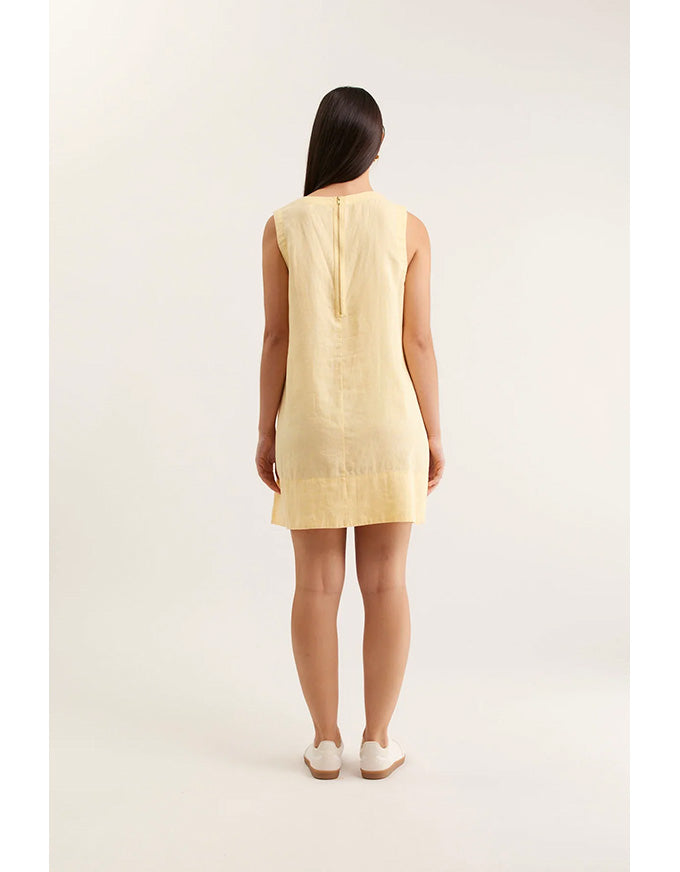Vespa Linen Dress Lemon
