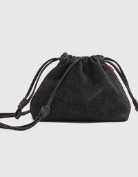 denim handbag with drawstring