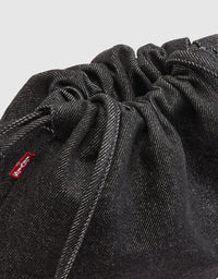 denim handbag with drawstring