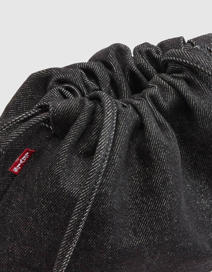 denim handbag with drawstring