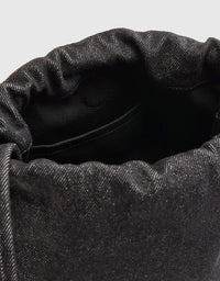 denim handbag with drawstring