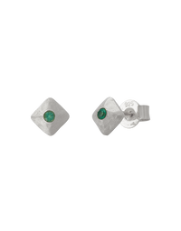 Wandering Soul Green Onyx Studs Silver