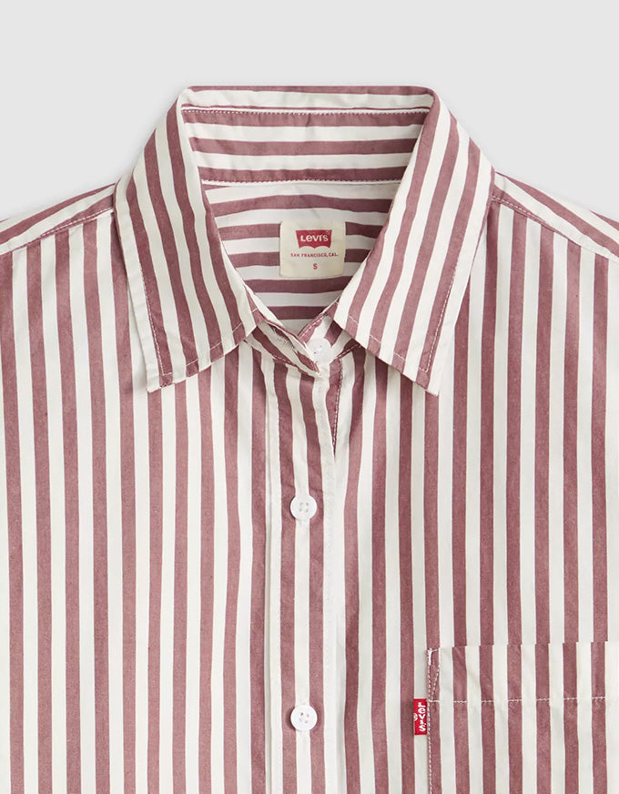 Harlie Boyfriend Shirt Serafina Stripe Chocolate Truffle