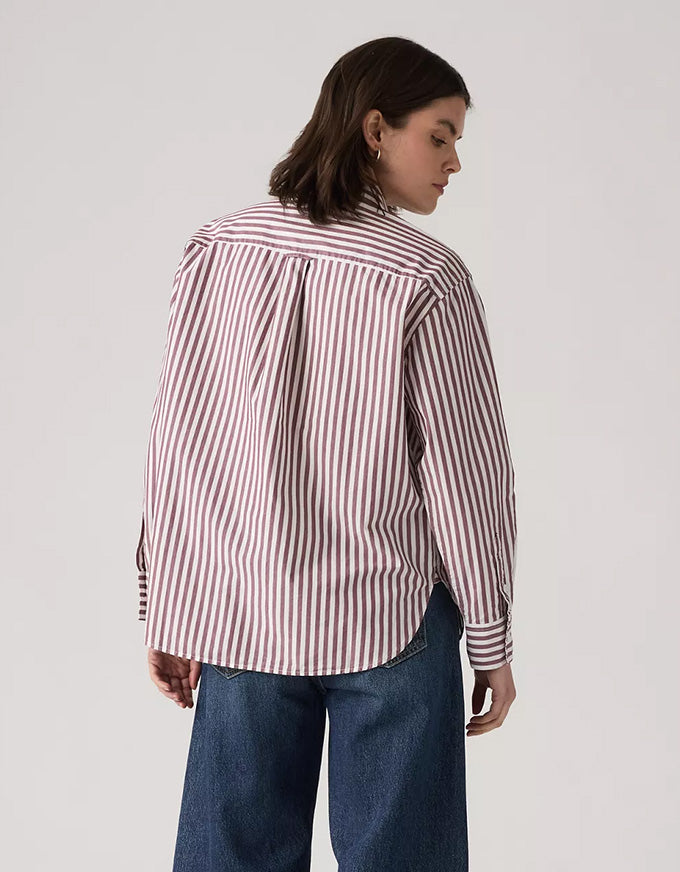 Harlie Boyfriend Shirt Serafina Stripe Chocolate Truffle