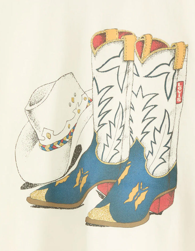 Tabor Tee Cowboy Boot & Hat Egret