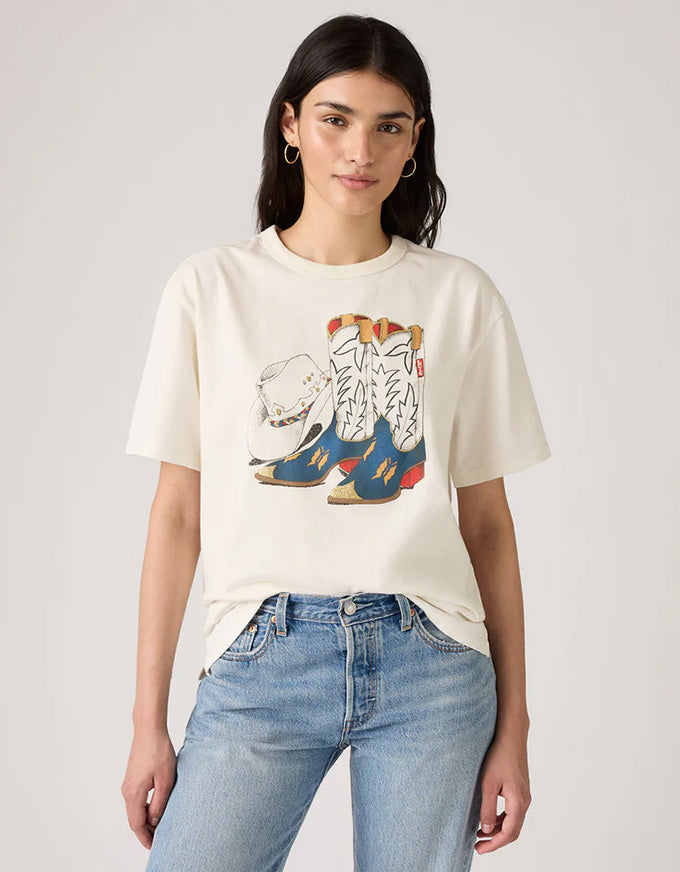 Tabor Tee Cowboy Boot & Hat Egret