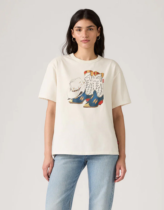 Tabor Tee Cowboy Boot & Hat Egret