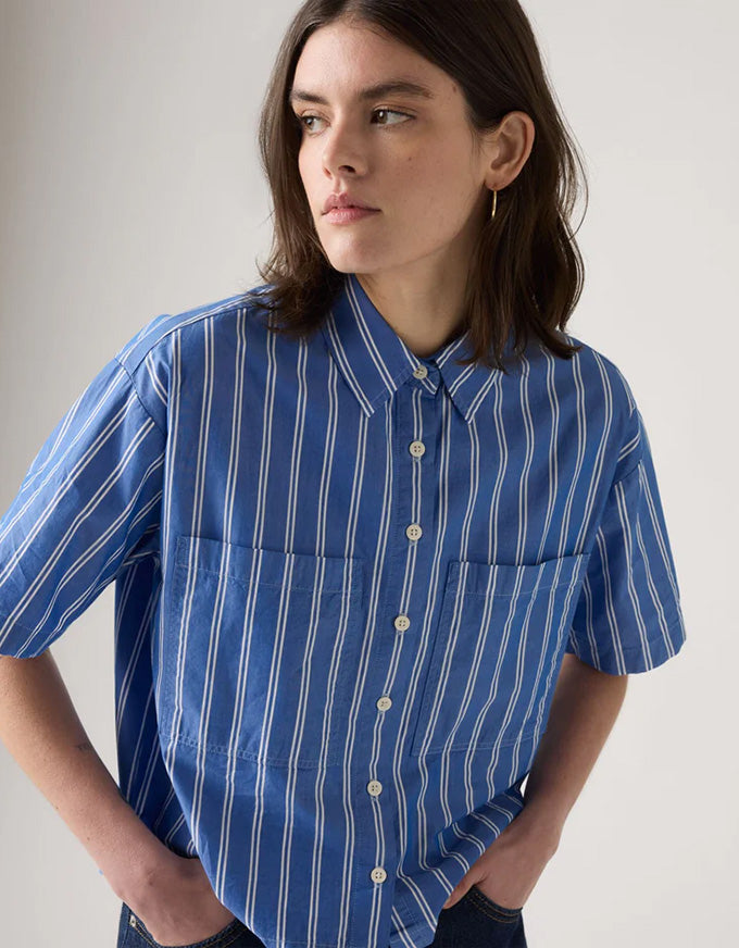 Harlie SS Cropped Shirt Double Dutch Stripe