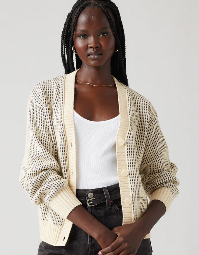 Snowflake Cardigan Butter Cream Stripe
