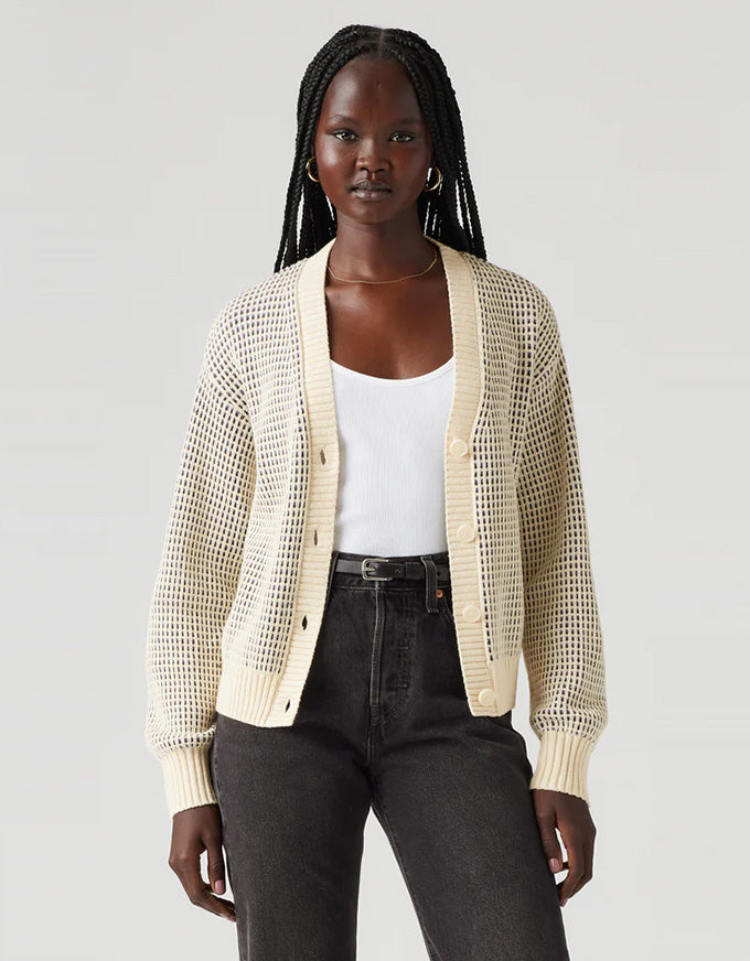 Snowflake Cardigan Butter Cream Stripe