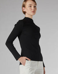 Wave High Neck Top Black