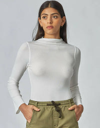 Wave High Neck Top Ivory