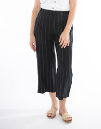 Wide Stripe Linen Pant Black/Putty