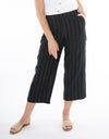 Wide Stripe Linen Pant Black/Putty