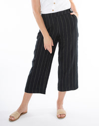 Wide Stripe Linen Pant Black/Putty