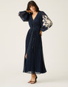 Willow Pleat Maxi Dress Navy