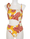 Yellow Floral Cut-out One Piece
