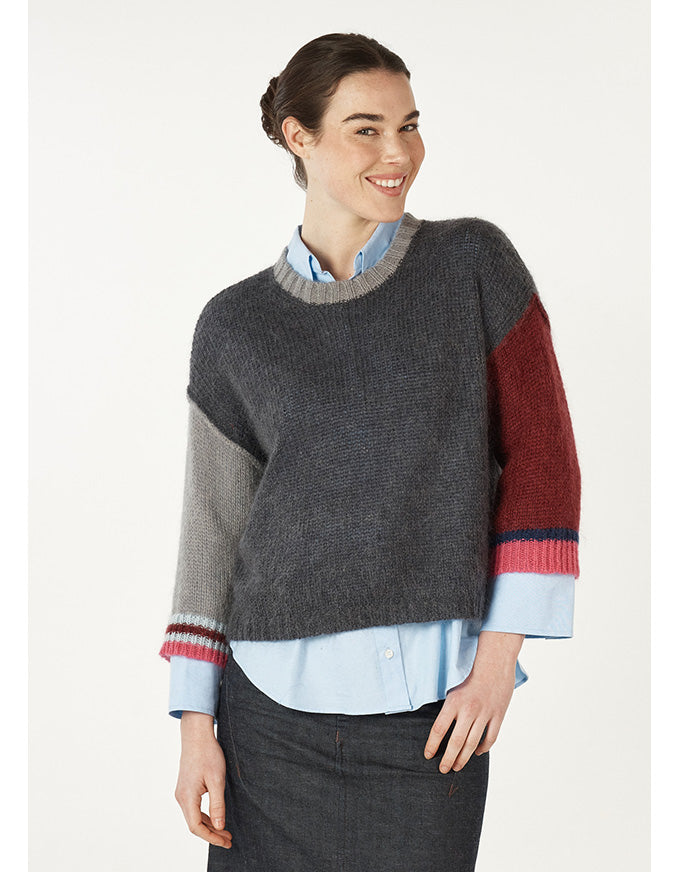 Mohair Colour Block Jumper Charcoal
