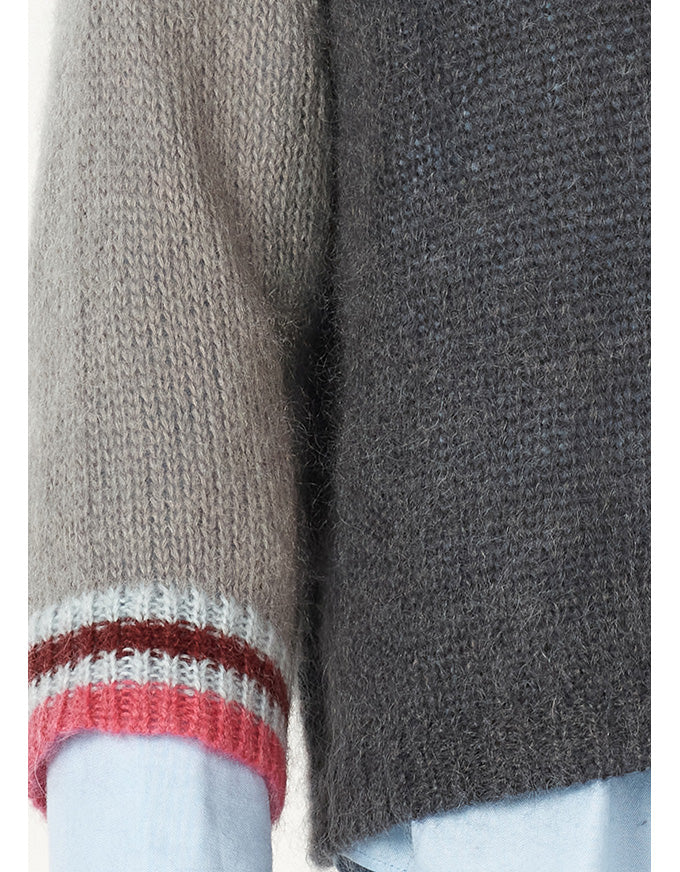 Mohair Colour Block Jumper Charcoal