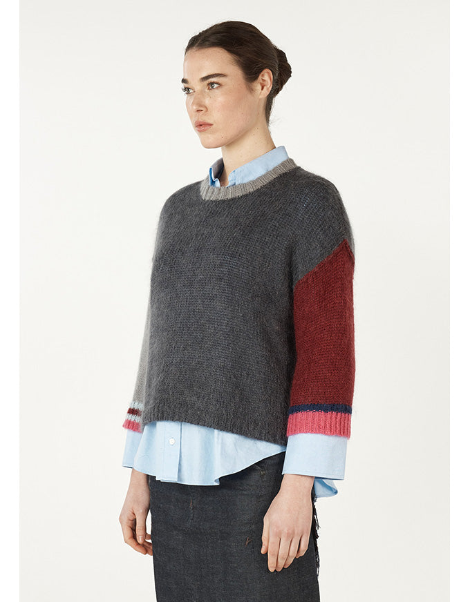 Mohair Colour Block Jumper Charcoal
