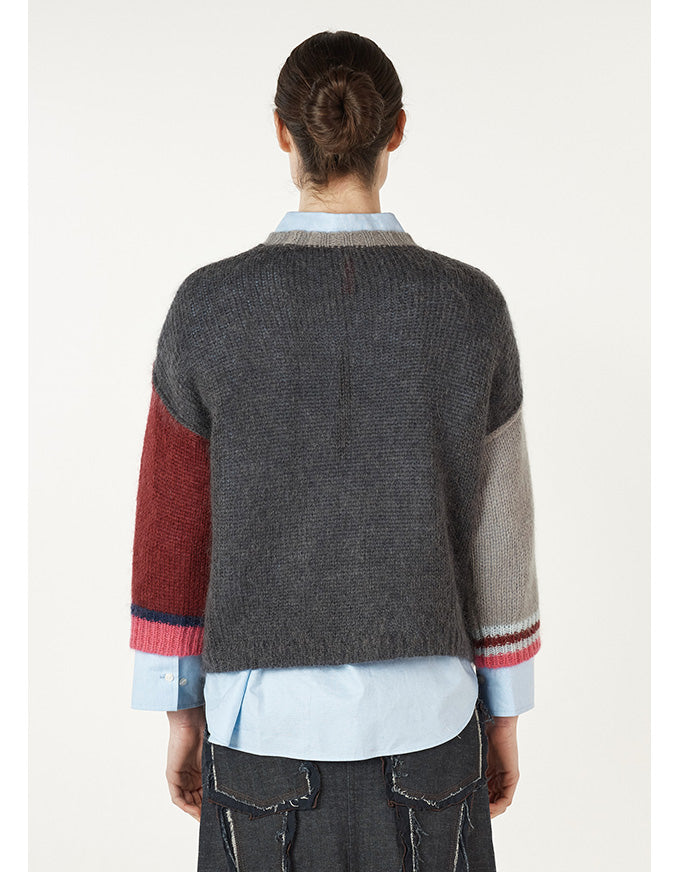 Mohair Colour Block Jumper Charcoal