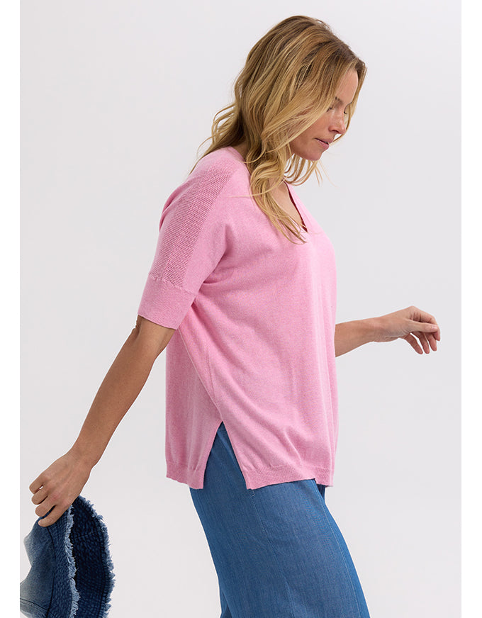 Pointelle Shoulder Top Fondant