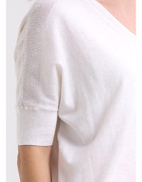 Pointelle Shoulder Top White