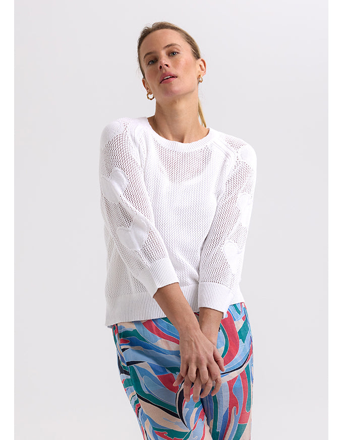 Hearts On My Sleeve Knit White