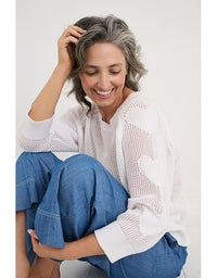 Hearts On My Sleeve Knit White